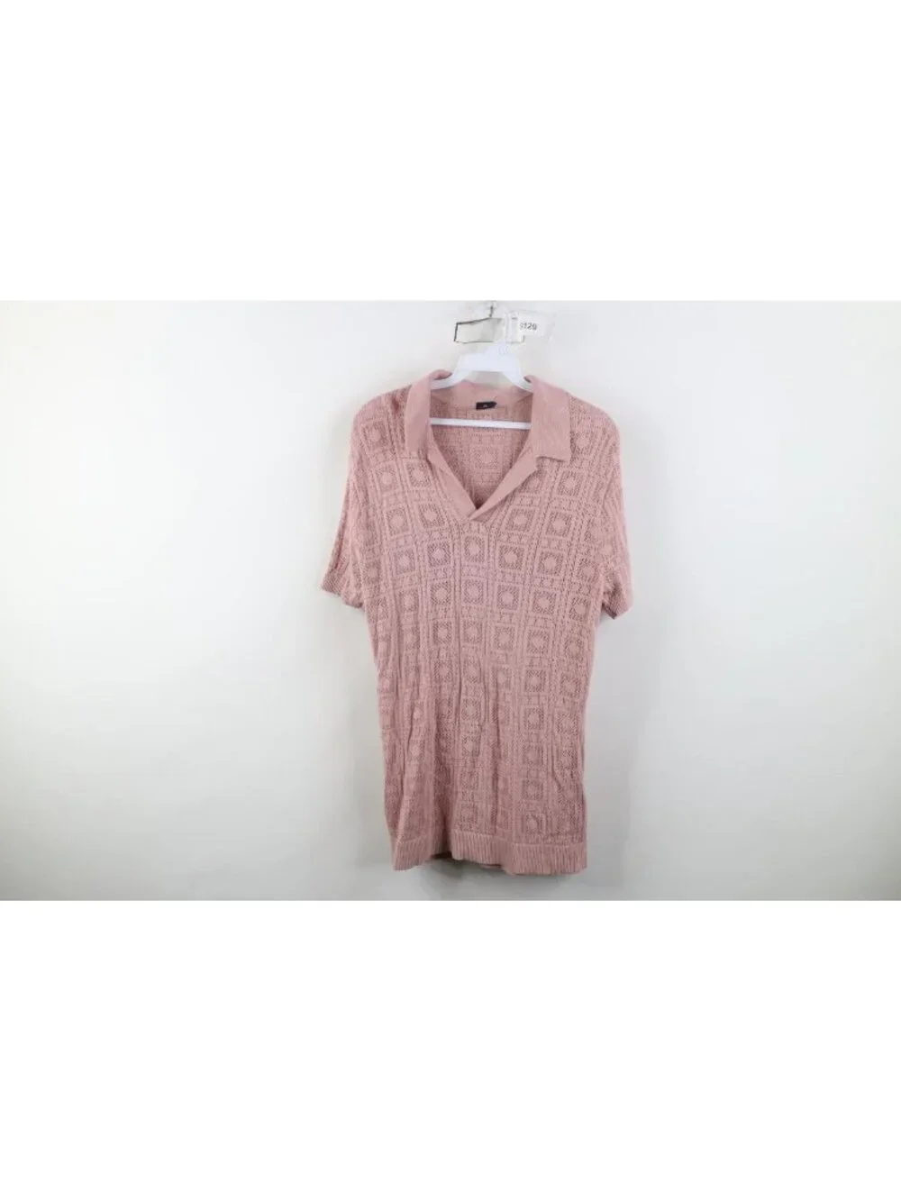 Vtg Y2K Hollister Mens XS Mesh Knit Geometric Short Sleeve Collared Polo Shirt
